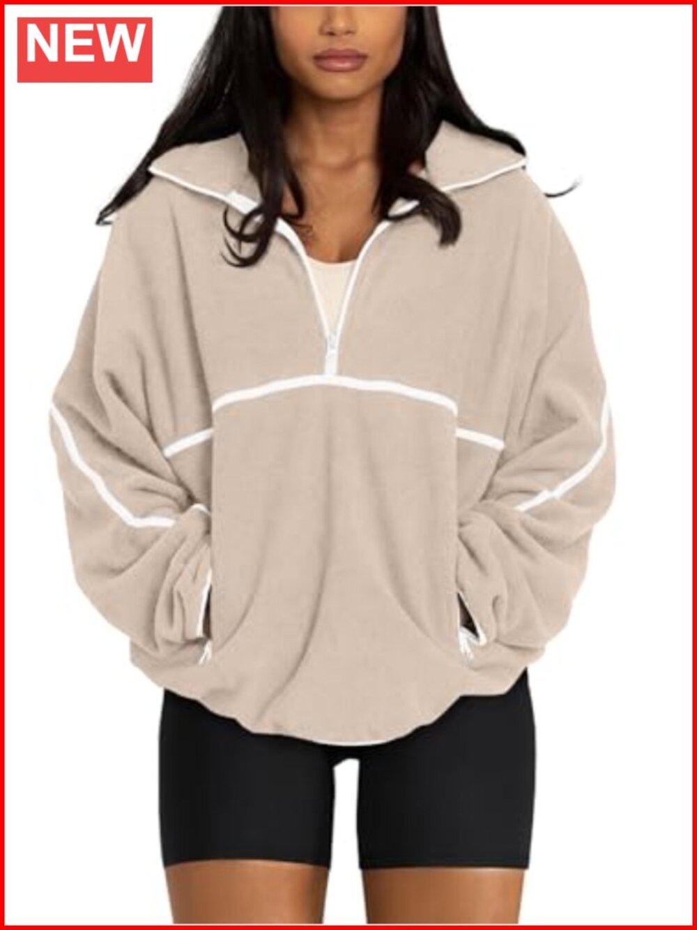 Oversized Sherpa Fleece Half Zip Pullover Sweatshirt